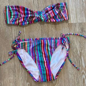 🆕 Victoria’s Secret Striped Bandeau Bikini Set / Size: Small